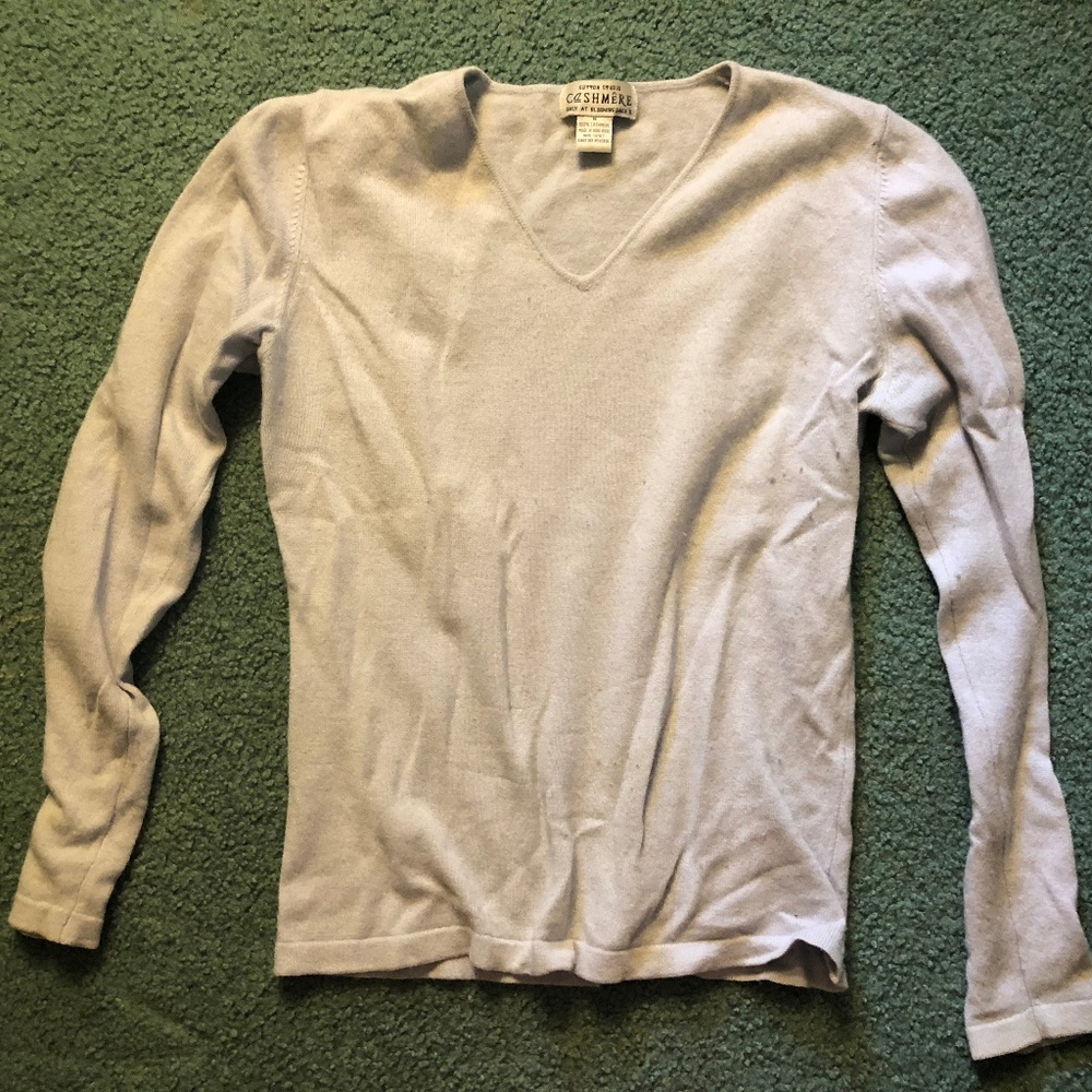 Vintage V-Neck Pale Blue Cashmere Sweater